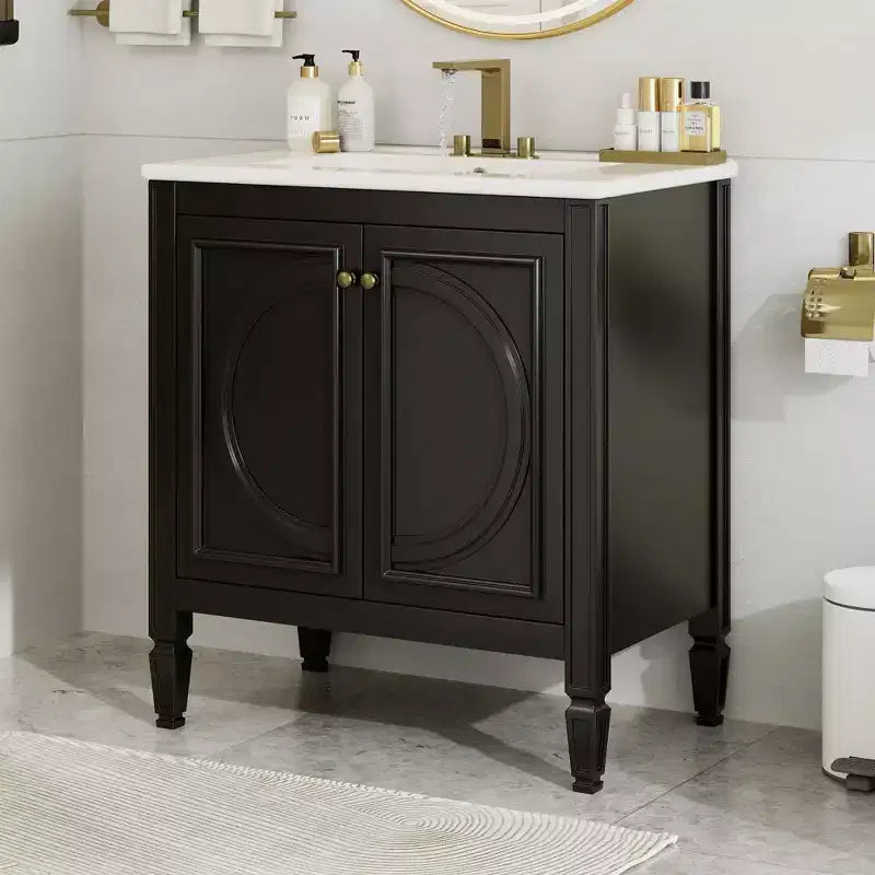 Mobile bagno da 30 con lavabo, mobile contenitore da bagno con cassetto, anta e ripiano, mobile bagno con lavabo singolo