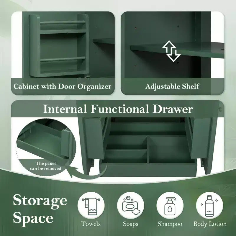 Mobile bagno da 30 con lavabo, mobile contenitore da bagno con cassetto, anta e ripiano, mobile bagno con lavabo singolo