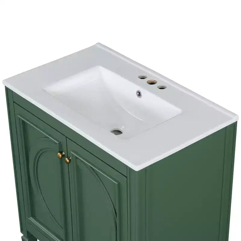 Mobile bagno da 30 con lavabo, mobile contenitore da bagno con cassetto, anta e ripiano, mobile bagno con lavabo singolo
