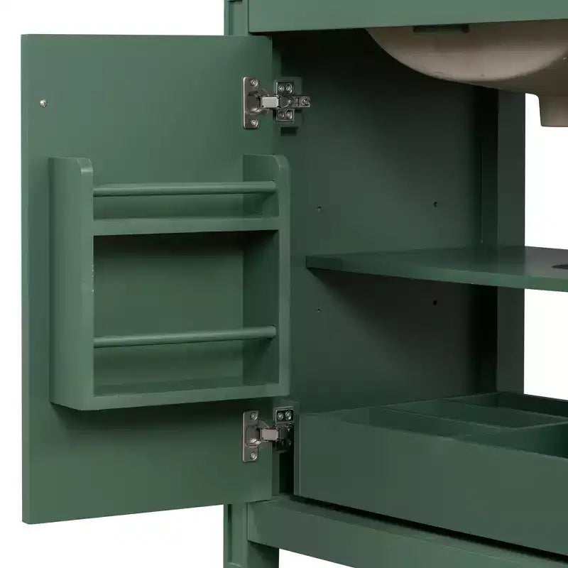 Mobile bagno da 30 con lavabo, mobile contenitore da bagno con cassetto, anta e ripiano, mobile bagno con lavabo singolo