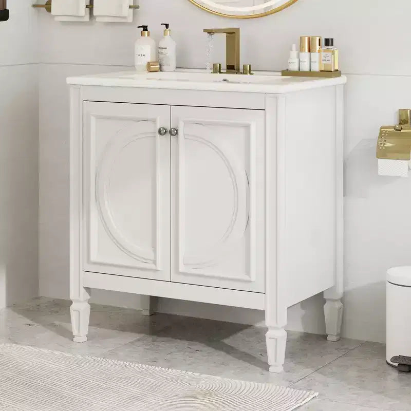 Mobile bagno da 30 con lavabo, mobile contenitore da bagno con cassetto, anta e ripiano, mobile bagno con lavabo singolo