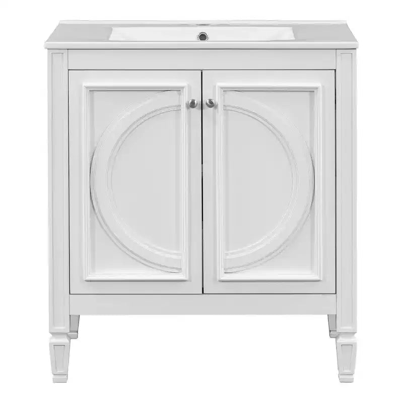 Mobile bagno da 30 con lavabo, mobile contenitore da bagno con cassetto, anta e ripiano, mobile bagno con lavabo singolo