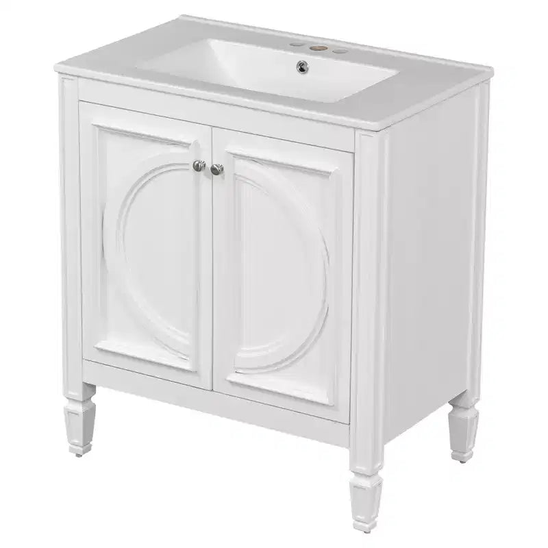 Mobile bagno da 30 con lavabo, mobile contenitore da bagno con cassetto, anta e ripiano, mobile bagno con lavabo singolo