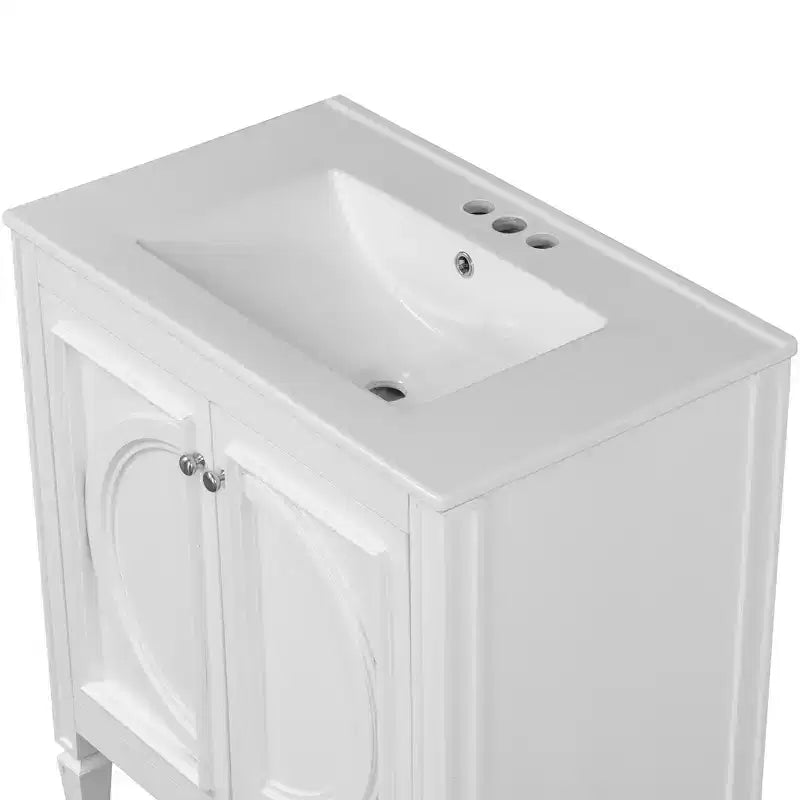 Mobile bagno da 30 con lavabo, mobile contenitore da bagno con cassetto, anta e ripiano, mobile bagno con lavabo singolo