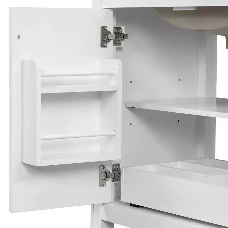 Mobile bagno da 30 con lavabo, mobile contenitore da bagno con cassetto, anta e ripiano, mobile bagno con lavabo singolo