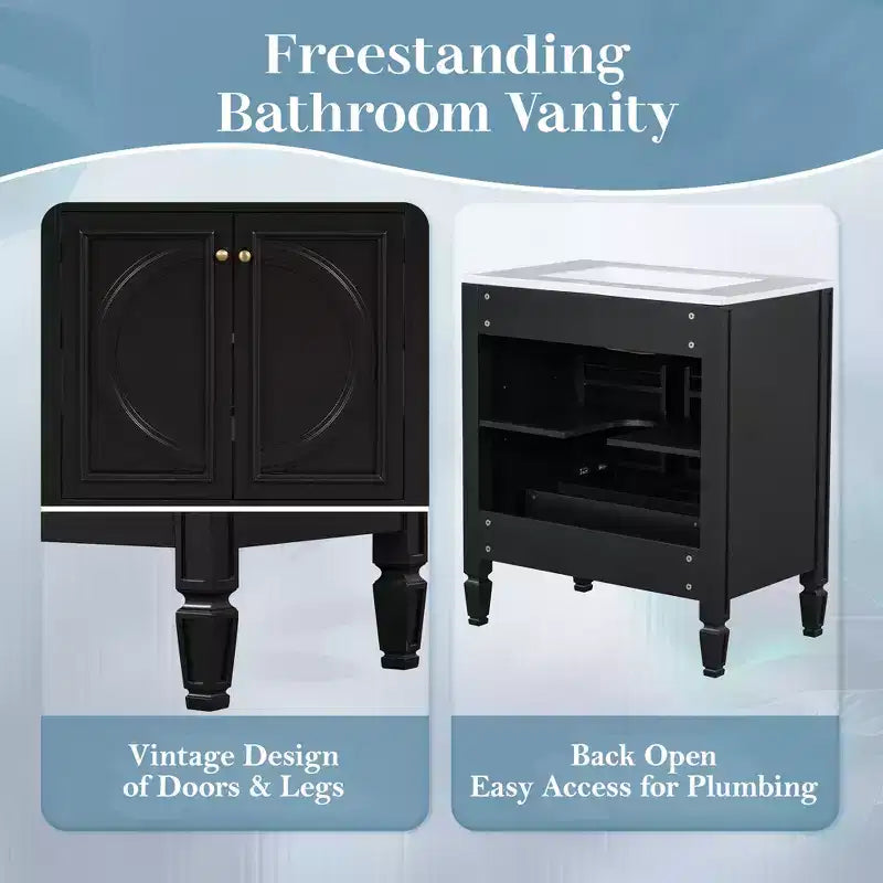 Mobile bagno da 30 con lavabo, mobile contenitore da bagno con cassetto, anta e ripiano, mobile bagno con lavabo singolo