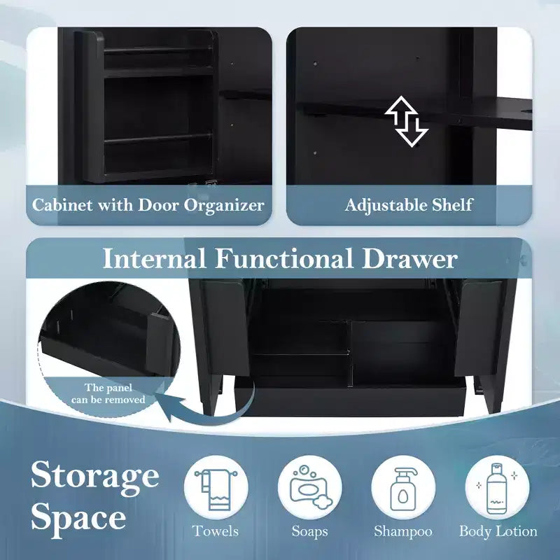 Mobile bagno da 30 con lavabo, mobile contenitore da bagno con cassetto, anta e ripiano, mobile bagno con lavabo singolo