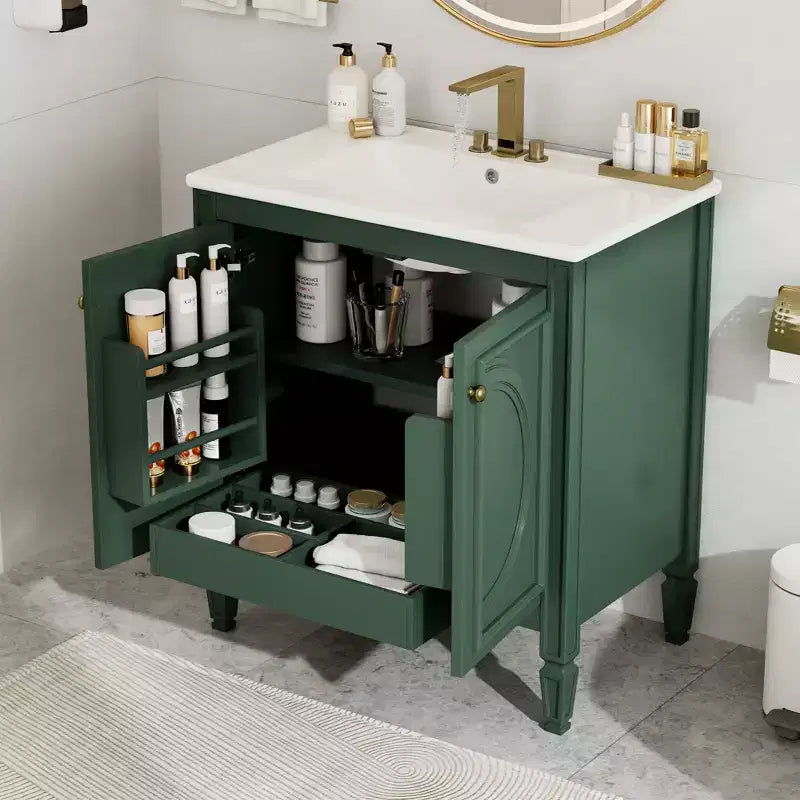 Mobile bagno da 30 con lavabo, mobile contenitore da bagno con cassetto, anta e ripiano, mobile bagno con lavabo singolo