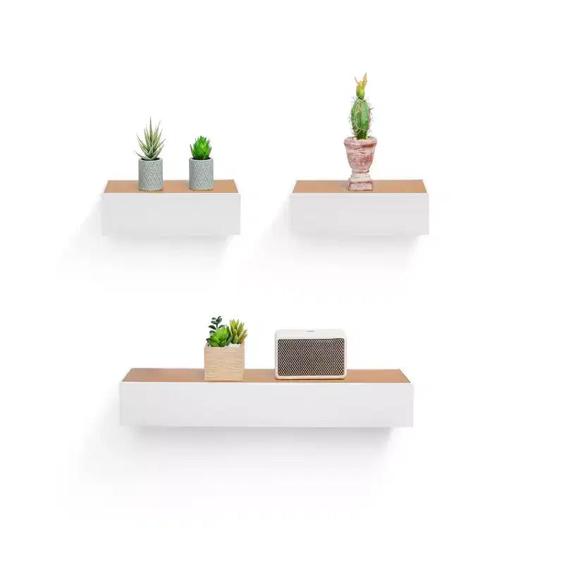 Estante flotante de arce y blanco de 23.6, soporte de pared de madera con herrajes invisibles, perfecto para decorar el baño, dormitorio o cocina, o exhibir libros y plantas; fácil de instalar.