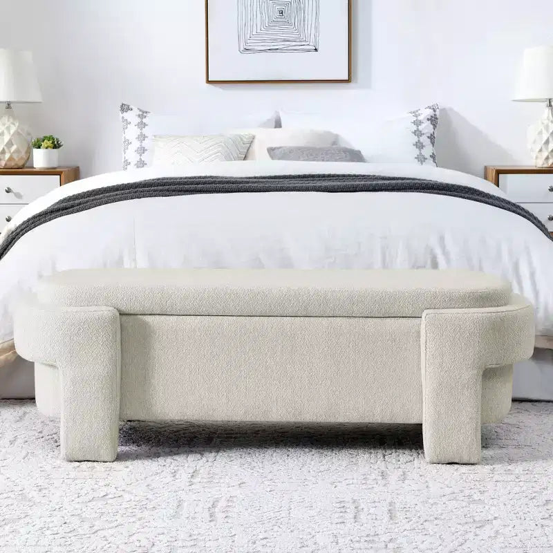 Panca in ciniglia con ampio spazio contenitore per ingresso, soggiorno, camera da letto, corridoio e appartamento, pouf imbottito
