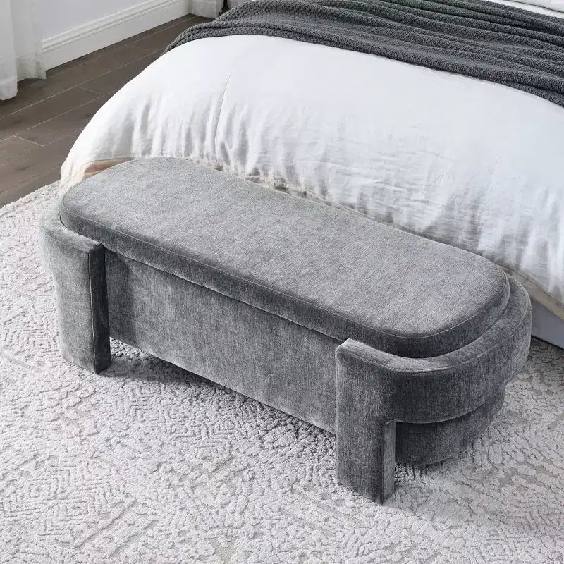 Panca in ciniglia con ampio spazio contenitore per ingresso, soggiorno, camera da letto, corridoio e appartamento, pouf imbottito