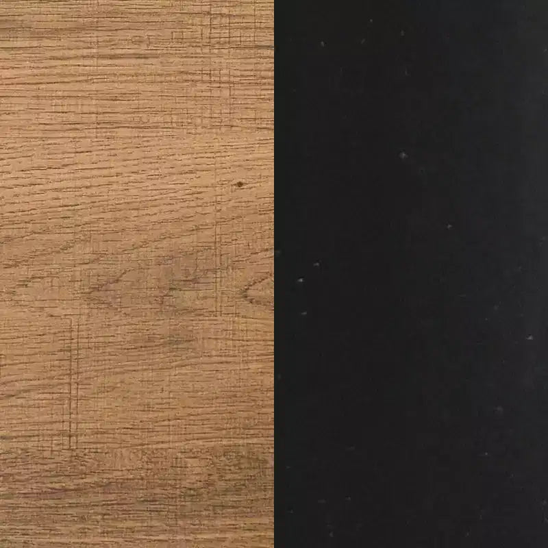 Estantería arqueada de 5 estantes de madera y metal, roble recuperado/negro mate